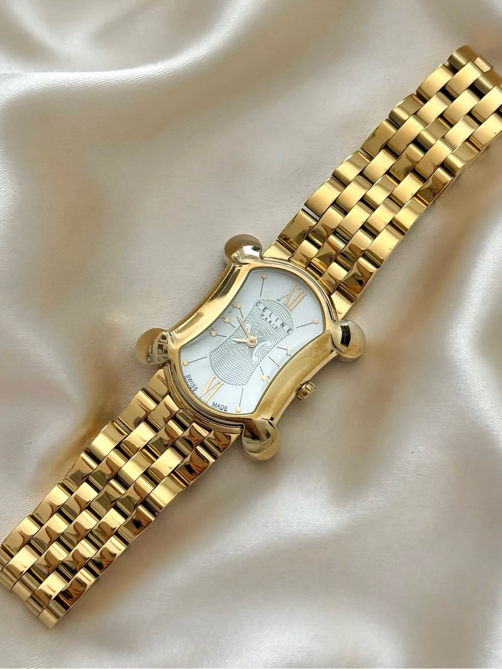 AUTHENTIC VINTAGE CELINE MOTHER-OF-PEARL TRIOMPHE WATCH